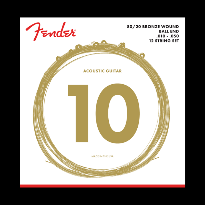 80/20 Bronze Acoustic Strings, Ball End, 70-12L .010-.050 Gauges, (12) Fender Cuerdas Guitarra Acustica