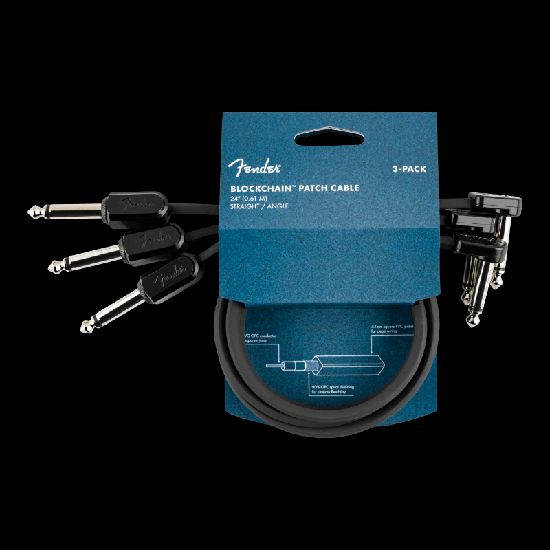 Blockchain 24" Patch Cable, 3-pack, Straight/Angle Fender Patch Cable