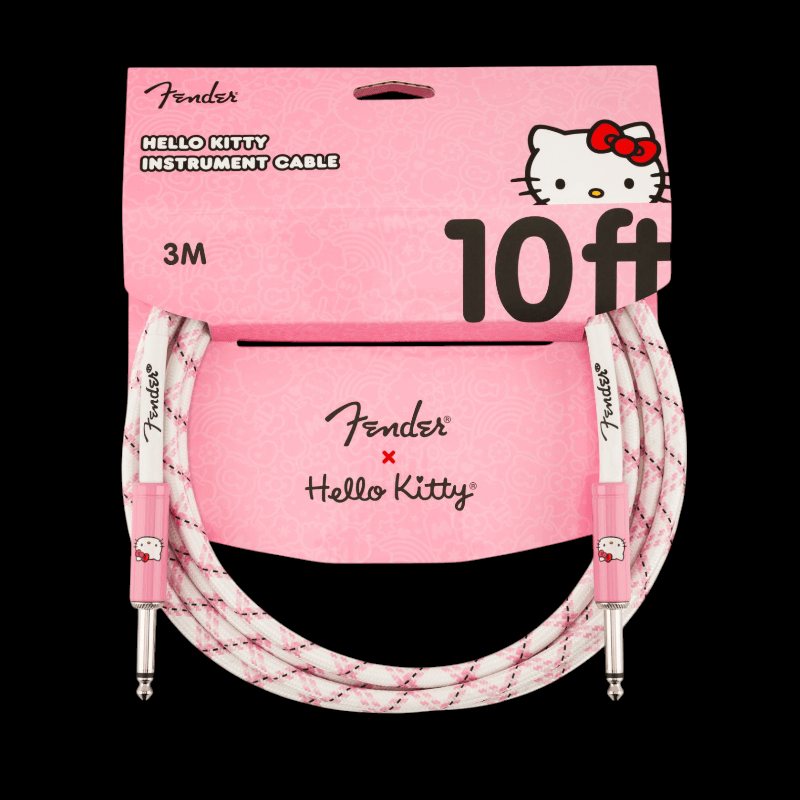 Cable Fender® x Hello Kitty® White/Pink Woven Cable, 10' Fender Cable de Instrumento