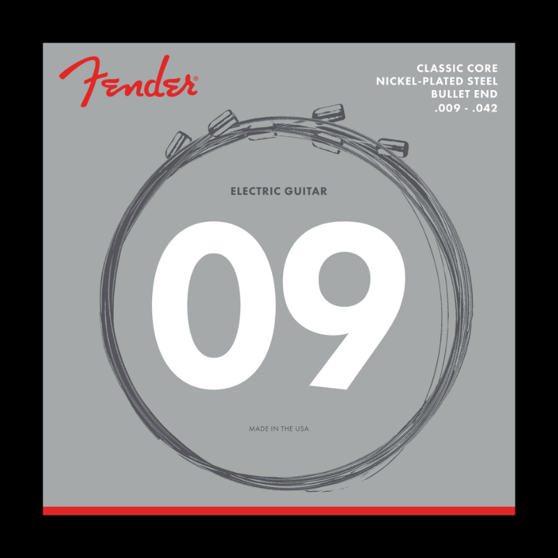 Classic Core Electric Guitar Strings, 3255L, Nickel Plated Steel, Bullet Ends (.009-.042) Fender Cuerdas Guitarra Electrica