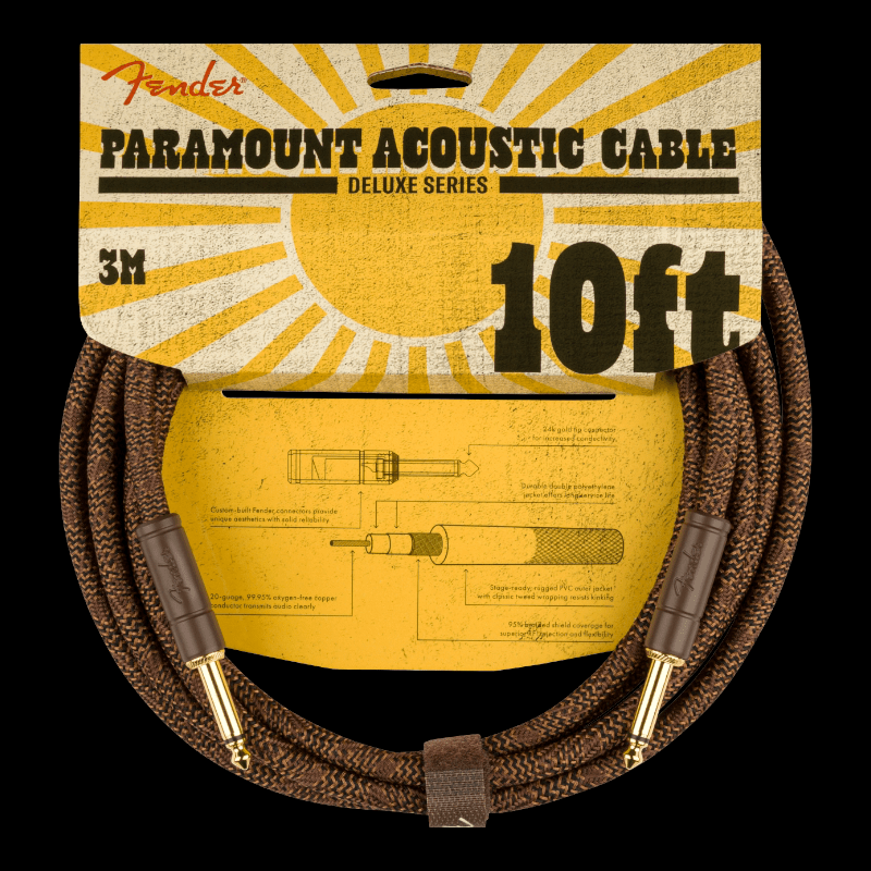 Cable Paramount 10' Acoustic Instrument Cable, Brown Fender Cable de Instrumento