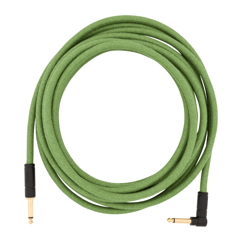 Festival Instrument Cable, Straight/Angle, 18.6', Pure Hemp, Green Fender Cable de Instrumento