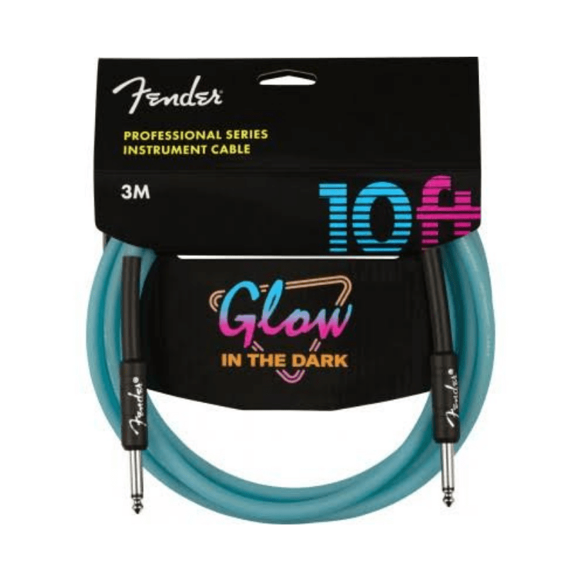 Professional Glow in the Dark Cable, Blue, 10&#39; Fender Cable de Instrumento
