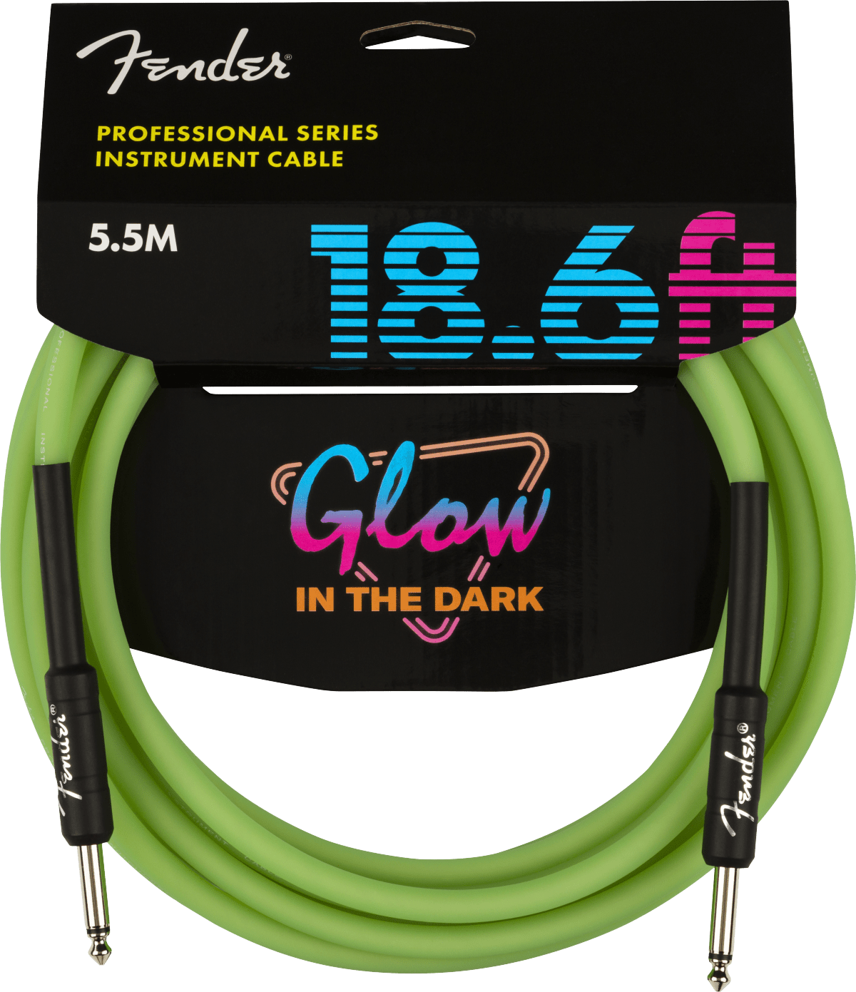 Professional Glow in the Dark Cable, Green, 18.6&#39; Fender Cable de Instrumento