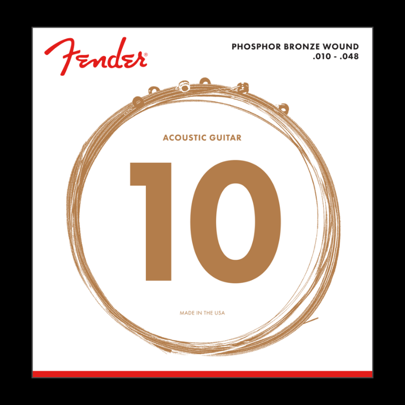 Phosphor Bronze Acoustic Guitar Strings, Ball End, 60XL .010-.048 Gauges Fender Cuerdas Guitarra Acustica