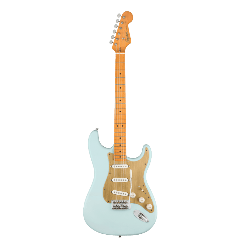 40th Anniversary Stratocaster®, Vintage Edition, Maple Fingerboard, Gold Anodized Pickguard, Satin Sonic Blue Squier Guitarra Electrica