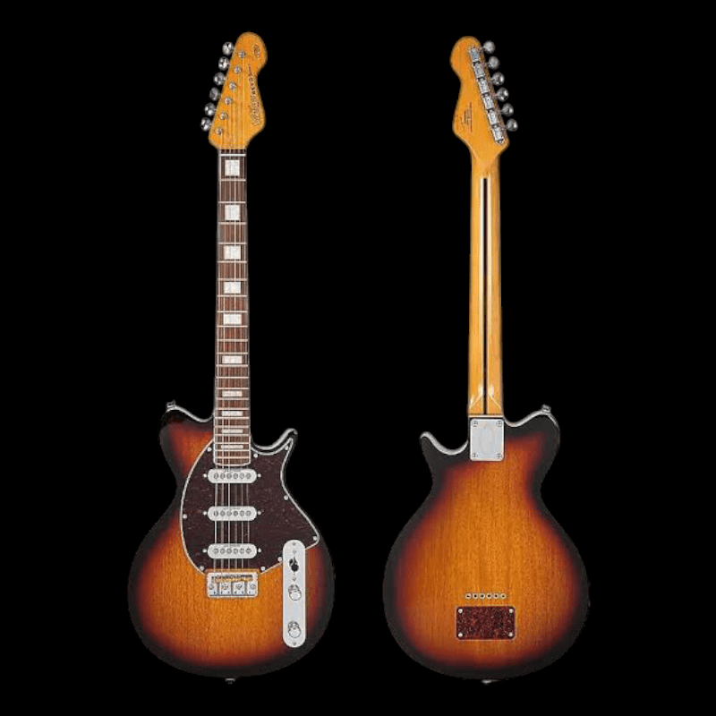 Vintage REVO Series 'Vision' Electric Guitar ~ Two Tone Sunburst Vintage Guitarra Electrica