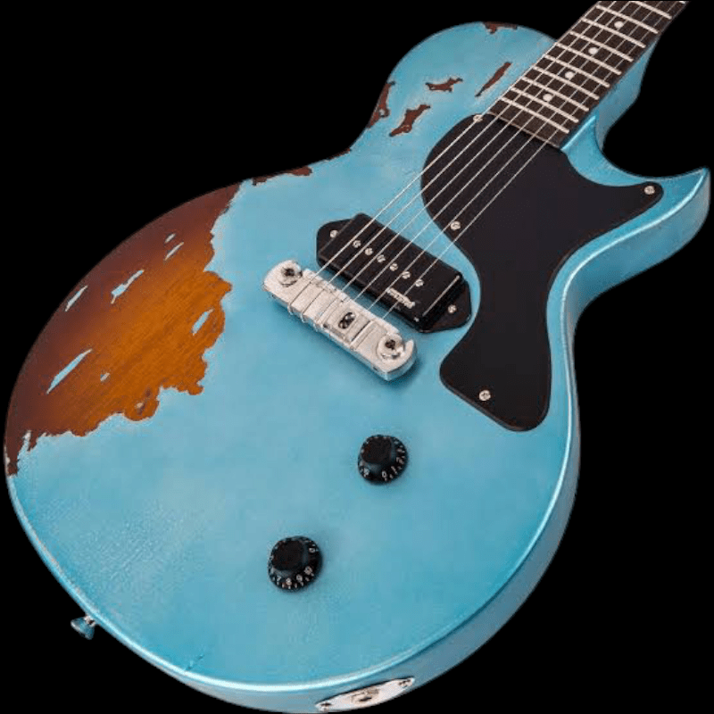Vintage V120 ICON Electric Guitar ~ Distressed Gun Hill Blue Over Sunburst Vintage Guitarra Electrica