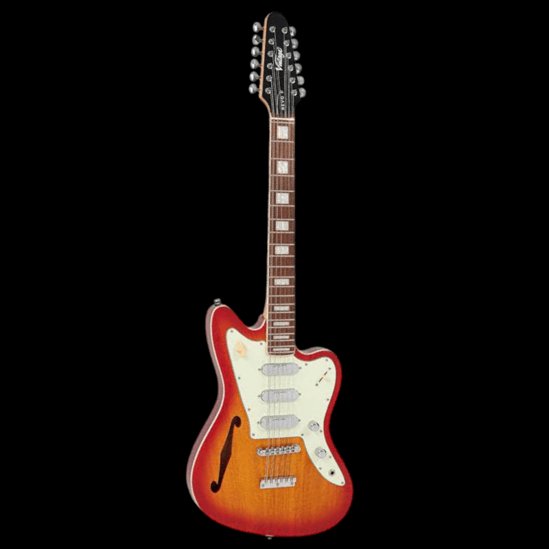 Vintage VRST6512RG REVO Surfmaster Thinline 12-String Electric Guitar RevoGlo Finish Vintage Guitarra Electrica